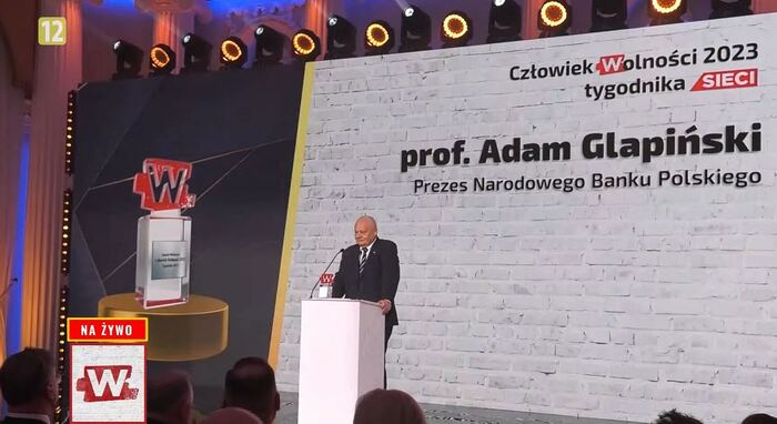 Prof. Adam Glapiński Człowiekiem Wolności 2023 tygodnika "Sieci"