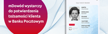 mDowód wystarczy do potwierdzenia tożsamości klienta w Banku Pocztowym
