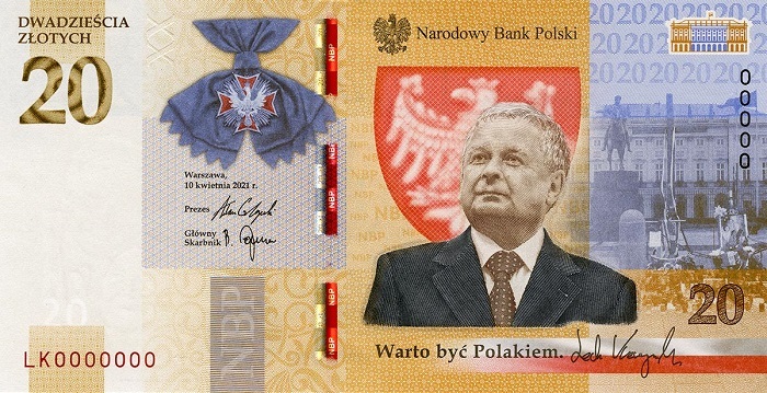 Banknot „Lech Kaczyński. Warto być Polakiem" najlepszym banknotem kolekcjonerskim roku 2021