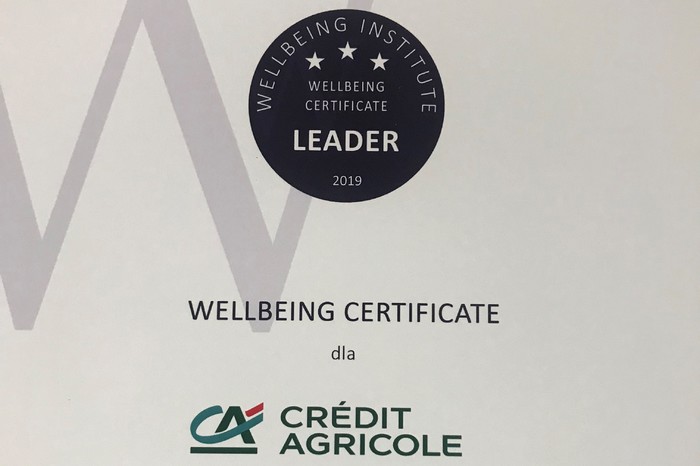 Credit Agricole z certyfikatem Wellbeing Leader