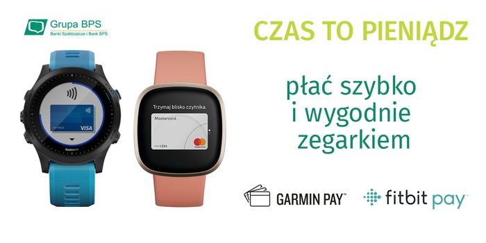 Garmin Pay i Fitbit Pay dostępne w bankach Grupy BPS i Banku BPS