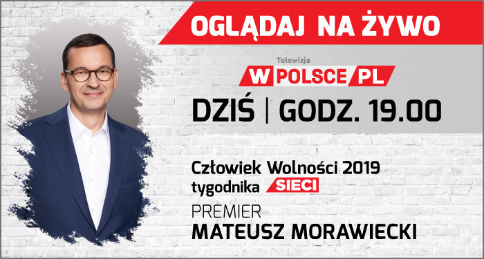 Premier Morawiecki odbiera nagrodę „Sieci”